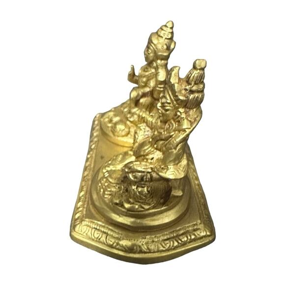 6" Goddess Lakshmi and Lord Kuber Statue in Brass Handmade Sculpture Decor - Picture 4 of 5